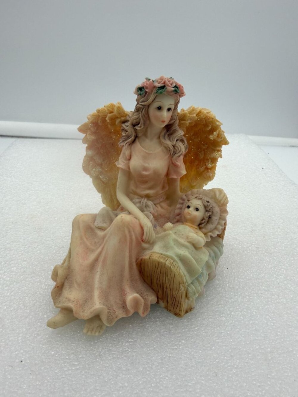 Vintage K's Collection Angel with Baby in Cradle Figurine